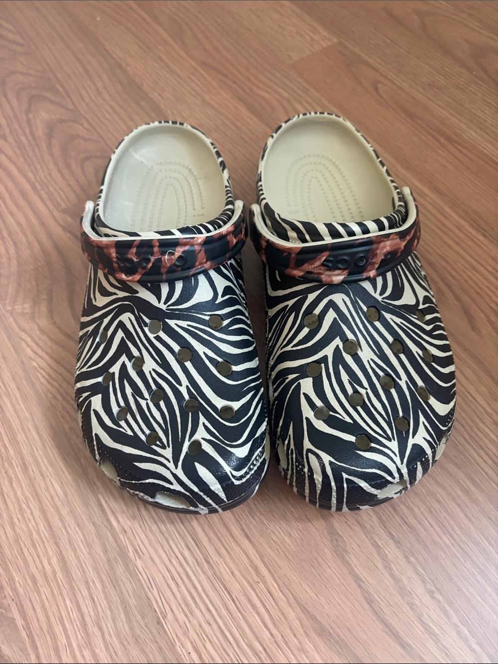 CROCS Zebra Print Clog with Cream and Black